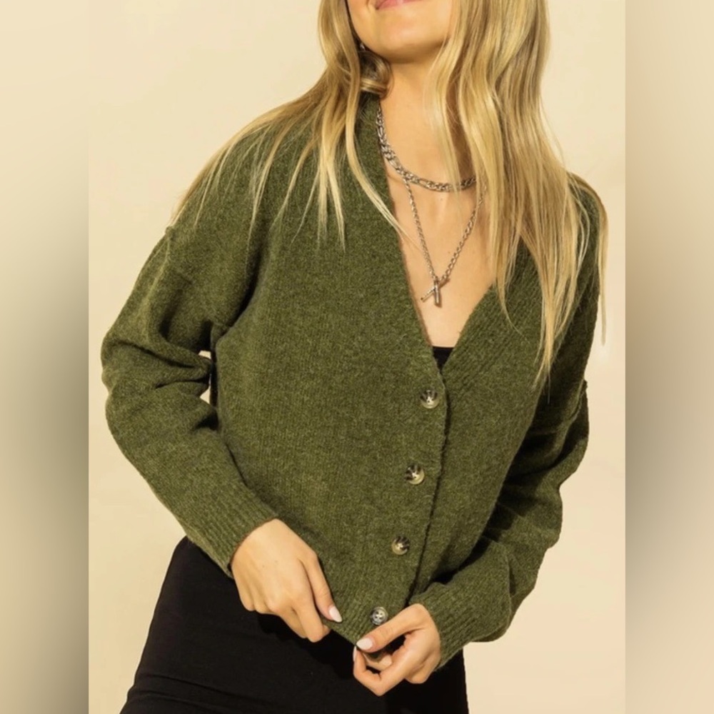 Button Up V Neck Sweater